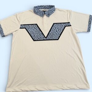 White Golf Polo Shirt with Patterned Accents